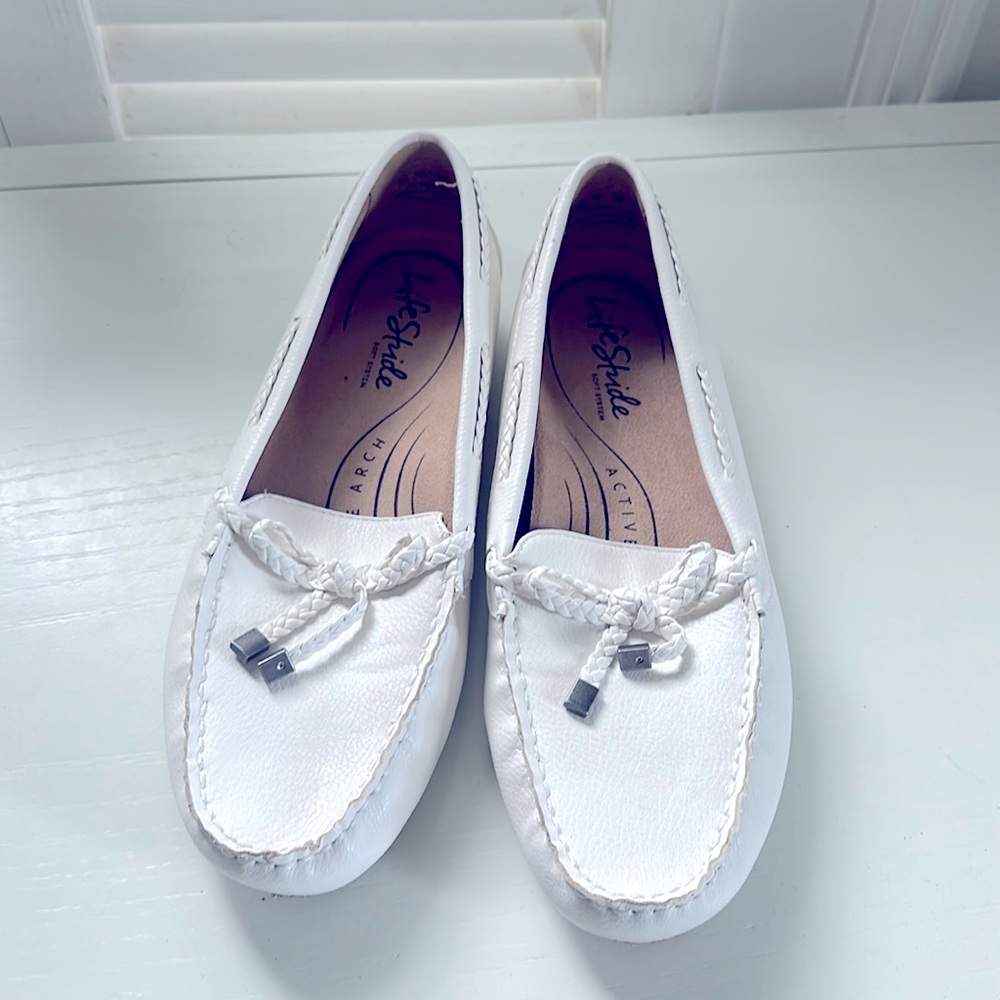 White loafers life stride memory foam